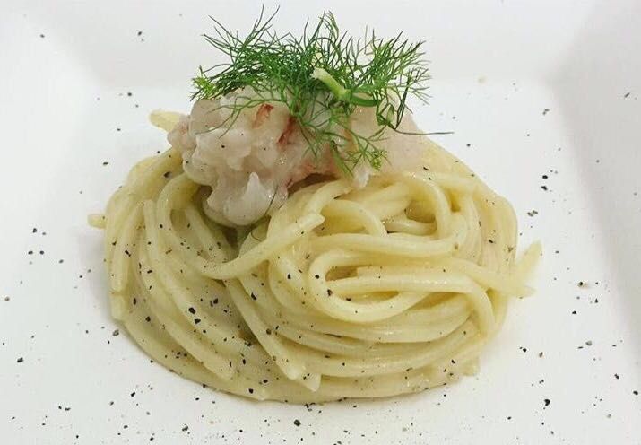 tonnarelli con ricciola e cremoso di parmigiano