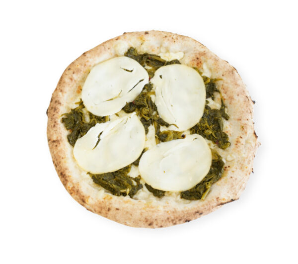 pizza friarielli or Neapolitan broccoli and smoked mozzarella