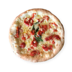 pizza margherita con tomate fresco