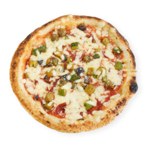 Pizza con calabacín y tomate del Vesubio piennolo